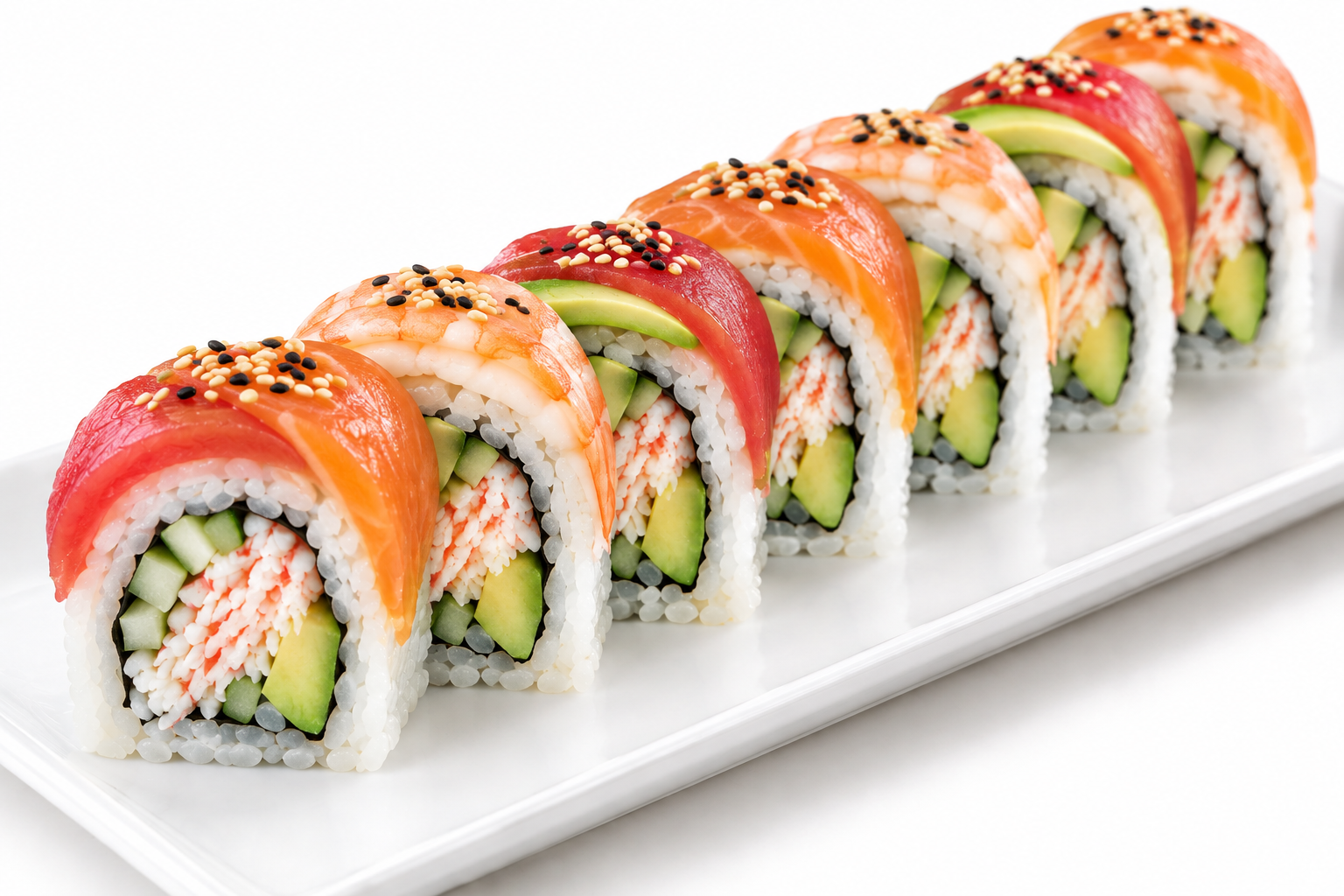 Rainbow Roll (salmon+Tuna+Ebi shrimp)
